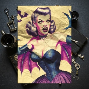 Retro Vampire Woman Tissue Paper