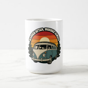 Retro Van Road Trip Sunset Wanderlust Sticker Coffee Mug