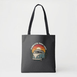 Retro Van Road Trip Sunset Wanderlust Sticker Tote Bag