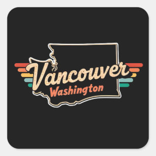 Retro Vancouver Washington State Square Sticker