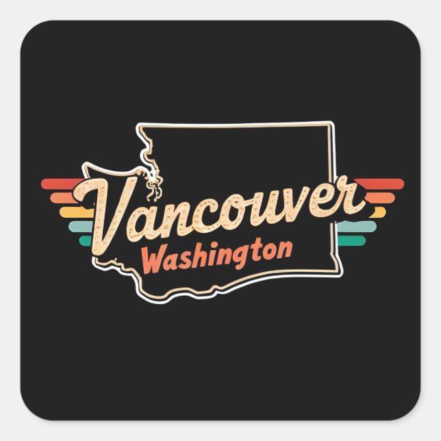 Retro Vancouver Washington State Square Sticker (Front)