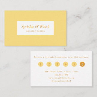Retro Vanilla Yellow Heart Stripes Bakery Loyalty  Business Card