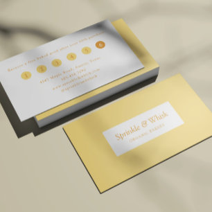 Retro Vanilla Yellow Heart Stripes Bakery Loyalty Business Card