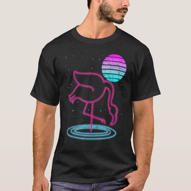 Retro Vaporwave 90s Exotic Bird Lover Synthwave Fl T-Shirt (Front)