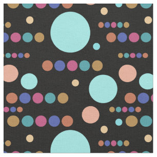 Retro Varied Polka Dots on Black Fabric