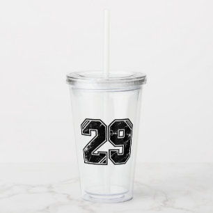 Retro Varsity Number 29 Sports Graphic – Latte Mug Acrylic Tumbler