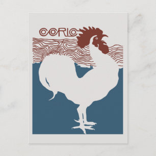 Retro vector art nouveau French magazine cover Postcard