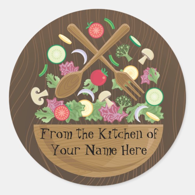 Retro Vegetable Bowl Classic Round Sticker (Front)