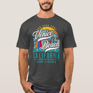 Retro Venice Beach California Sun Sand Surf Palm T-Shirt