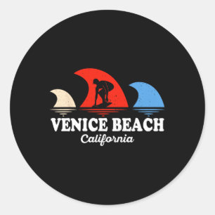 Retro Venice Beach California Surfboarding Classic Round Sticker