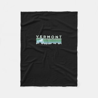 Retro Vermont Distressed Long Sleeve Skiing  Fleece Blanket