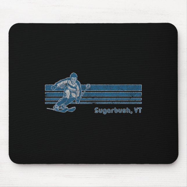Retro Vermont Distressed Sugarbush Skiing Tee  Mouse Pad (Front)