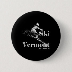Retro Vermont Killington Skiing Tee 6 Cm Round Badge