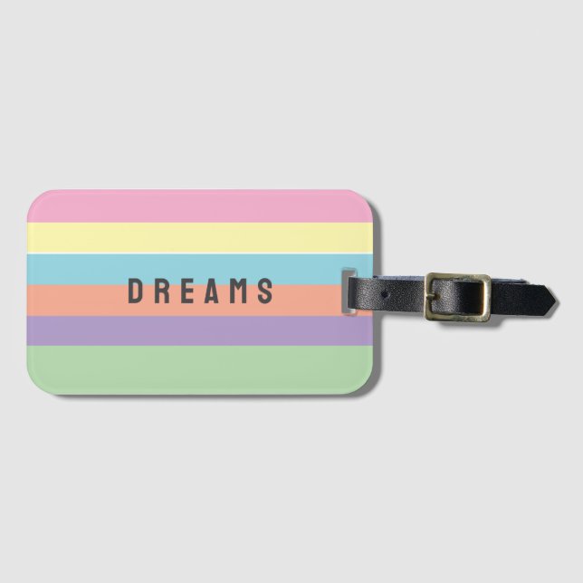 Retro Vertical stripes Dreams custom name  Luggage Tag (Front Horizontal)