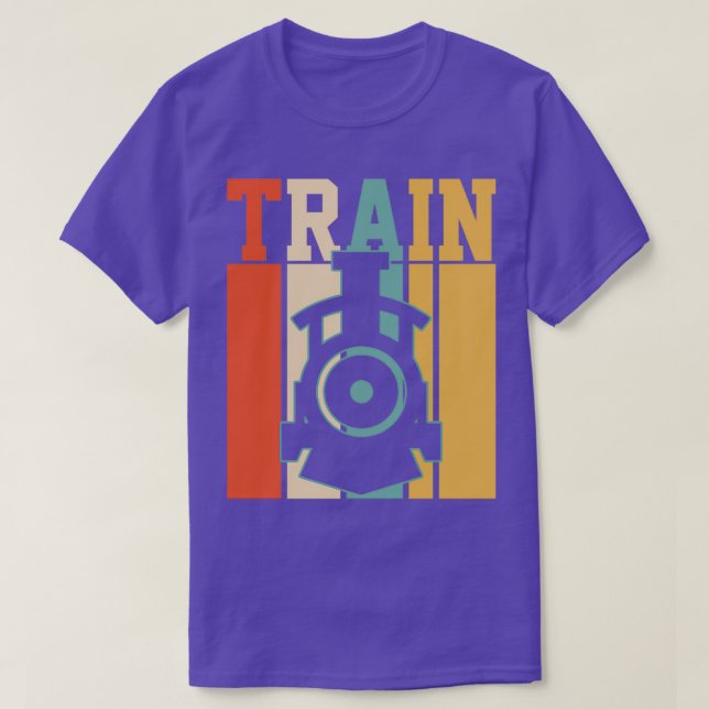 Retro Vertical Train Engine Railroad T-Shirt (Design Front)