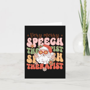 Retro Very Merry Speech Therapist Christmas SLP Bo Card