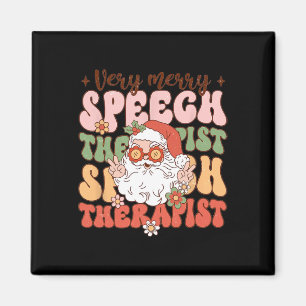 Retro Very Merry Speech Therapist Christmas Slp Bo Magnet