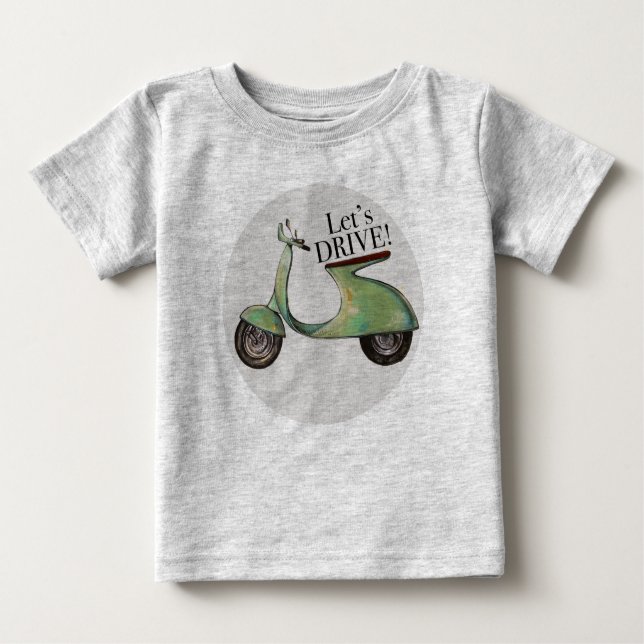 Retro Vespa "Let's Drive" Baby T-Shirt (Front)