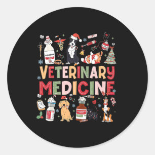 Retro Veterinary Medicine Vet Tech Cat Dog Lover C Classic Round Sticker
