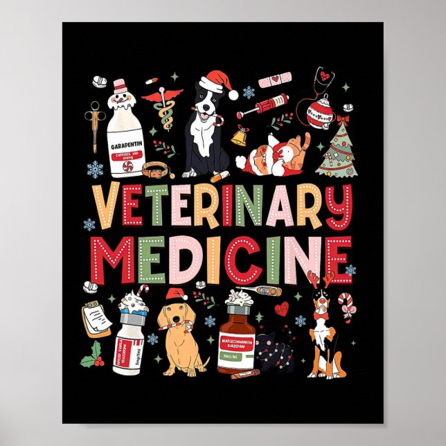 Retro Veterinary Medicine Vet Tech Cat Dog Lover C Poster (Front)