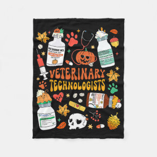 Retro Veterinary Technologists Spooky Halloween An Fleece Blanket