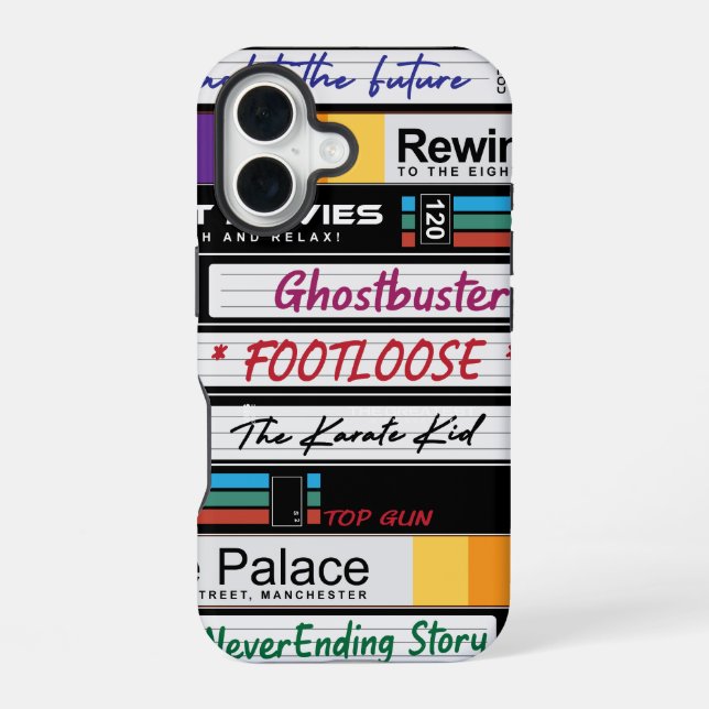 Retro VHS Movie Design iPhone 16 Case (Back)