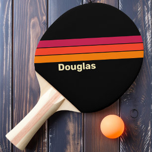 Retro VHS Striped with Name Ping Pong Paddle