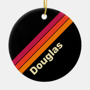 Retro VHS Stripes with Name Ceramic Ornament