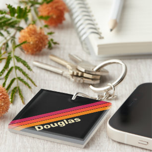 Retro VHS Stripes with Name Key Ring