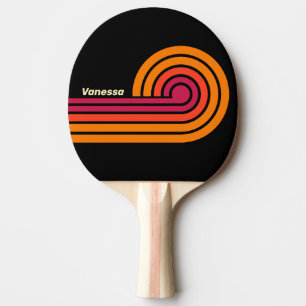 Retro VHS Stripes with Name Ping Pong Paddle