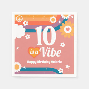 Retro Vibe 10th Birthday Napkin