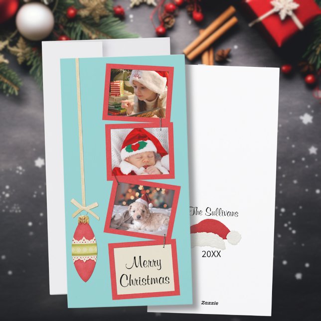 Retro Vibe 3 Photo Holiday Card (Creator Uploaded)