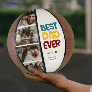 Retro Vibe 'Best Dad Ever' 4 Photo Collage Basketball