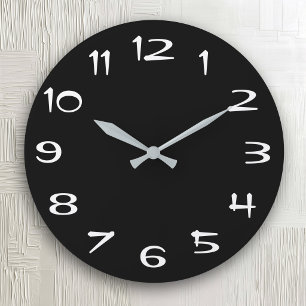 Retro Vibe Black and White Large Clock