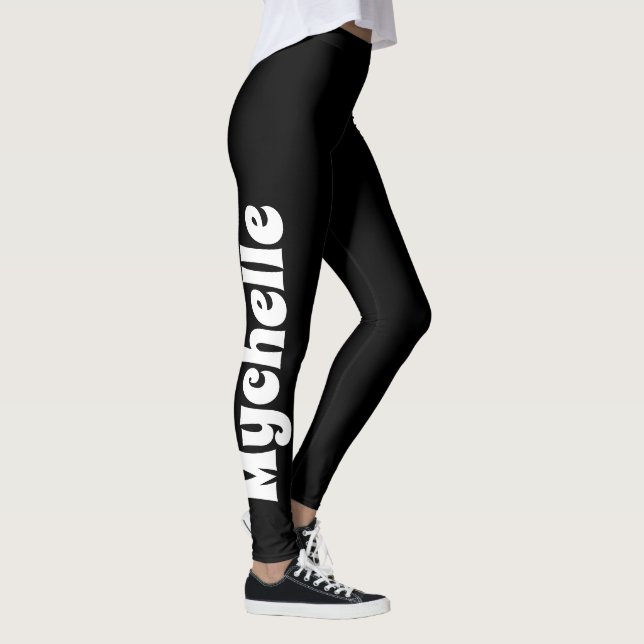 Retro Vibe Black Personalised Yoga & Pilates Leggings (Right)