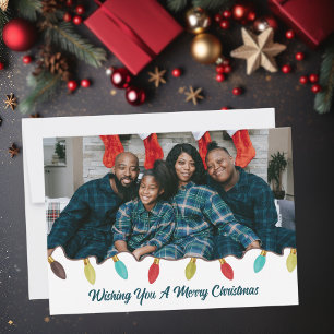 Retro Vibe Christmas Photo  Flat Holiday Card