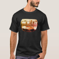 Retro Vibe Colours City Scape in a Fish Bowl Black