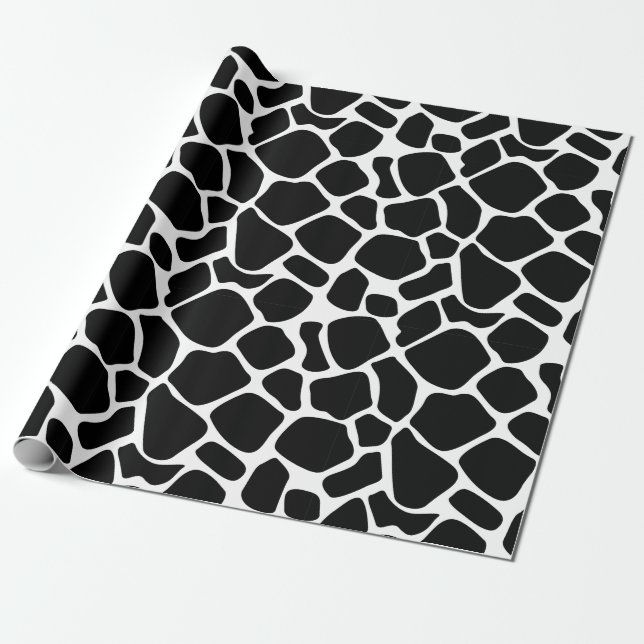 Retro Vibe Rustic Cow Hide Animal Print Pattern Wrapping Paper (Unrolled)