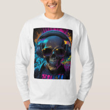 Retro Vibe Skull Graphic with Music Flair