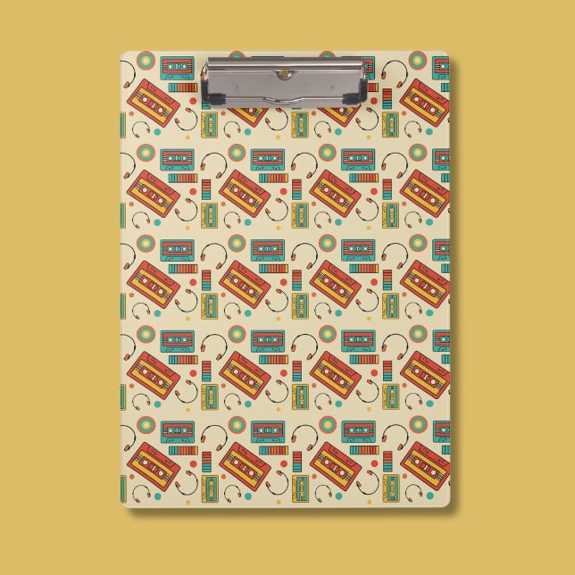 Retro Vibes - 1980s Cassette Tapes Pattern Clipboard (Creator Uploaded)