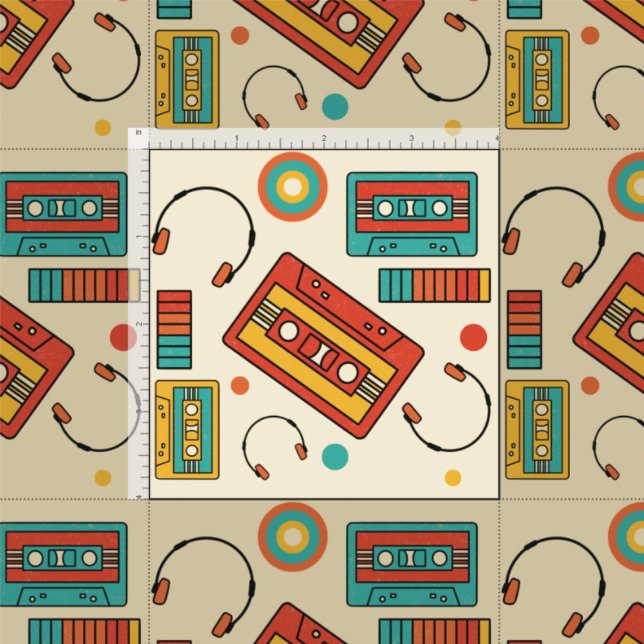 Retro Vibes - 1980s Cassette Tapes Pattern Fabric (Creator Uploaded)