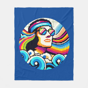 Retro Vibes - 70s Groovy Pixel Art for Hobby Lover Fleece Blanket