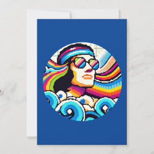Retro Vibes - 70s Groovy Pixel Art for Hobby Lover Holiday Card