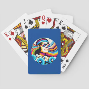 Retro Vibes - 70s Groovy Pixel Art for Hobby Lover Playing Cards