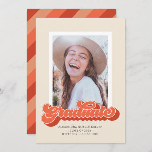 Retro Vibes (Coral) Photo Graduation Announcement