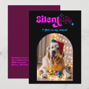 Retro Vibes Funny Retro Pet Dog Christmas Photo Holiday Card