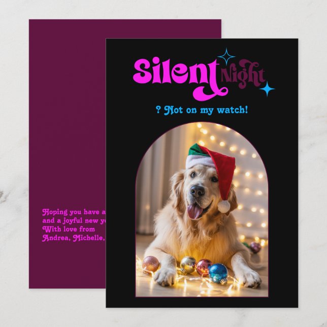 Retro Vibes Funny Retro Pet Dog Christmas Photo Holiday Card (Front/Back)