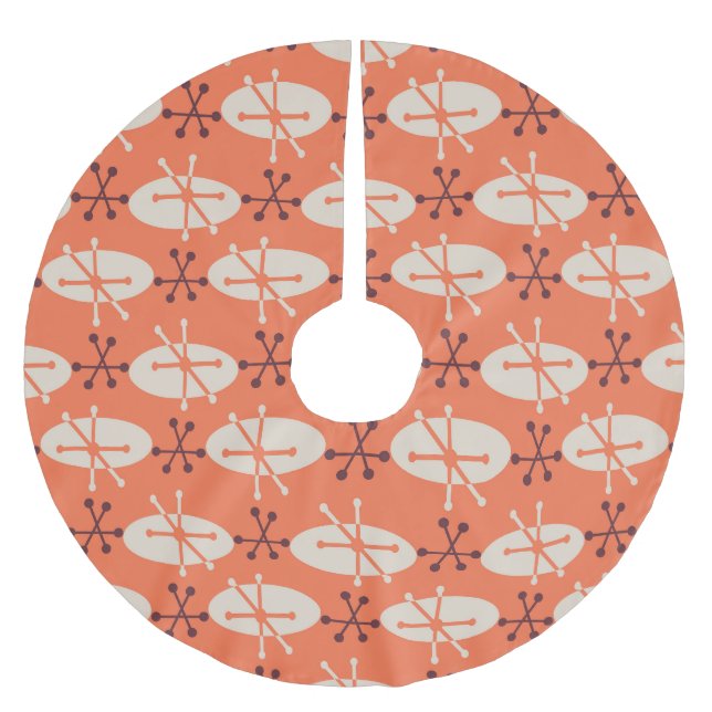 Retro Vibes: Geometric Burst Pattern Brushed Polyester Tree Skirt (Front)