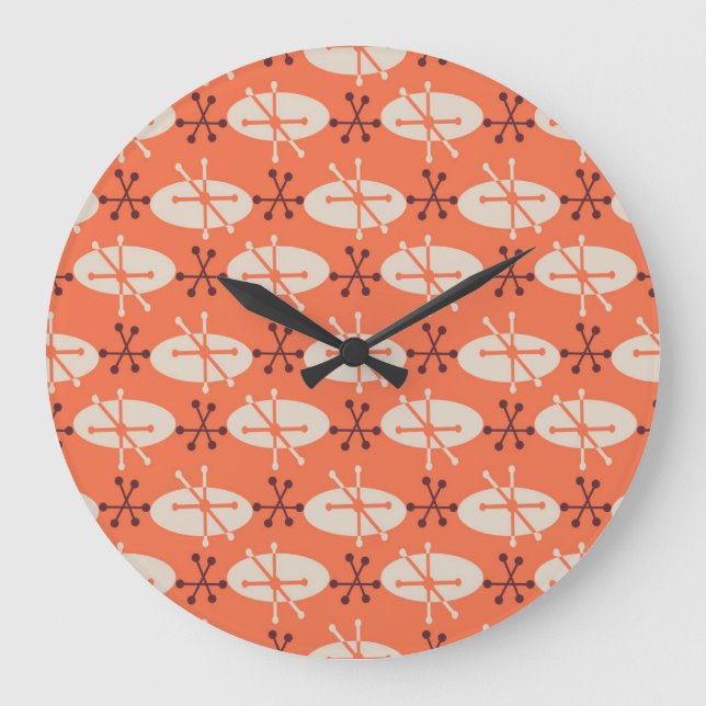 Retro Vibes: Geometric Burst Pattern Large Clock (Front)