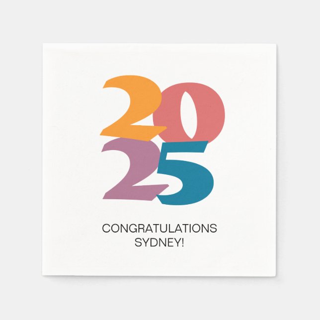 Retro Vibes Graduation Celebration Party Napkin (Front)